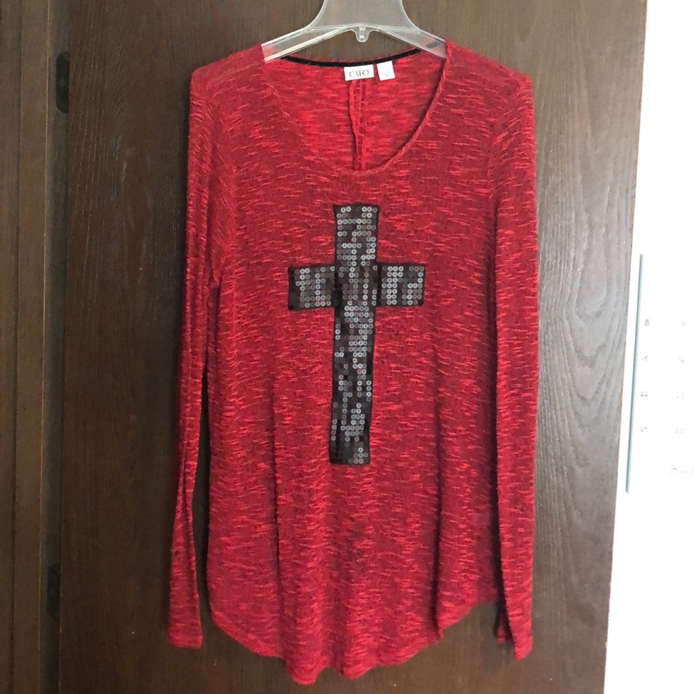 Sequined cross top